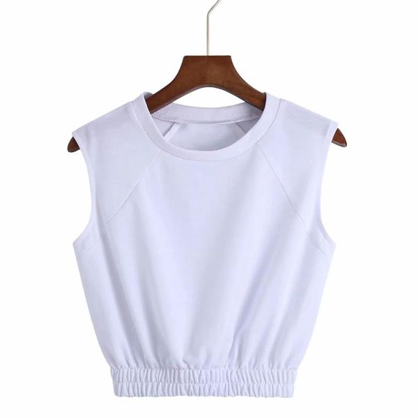 women summer fashion simplicity solid color t-shirt female round neck sleeveless chic women's, White
women summer fashion simplicity solid color t-shirt female round neck sleeveless chic women's, White