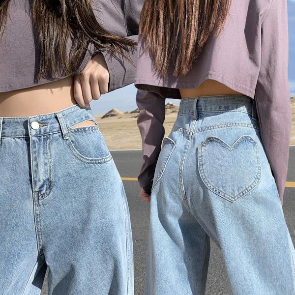 women's jeans autumn high waist hollow-out heart straight wide leg cotton large size loose-fitting mopping pants ins, Blue
women's jeans autumn high waist hollow-out heart straight wide leg cotton large size loose-fitting mopping pants ins, Blue