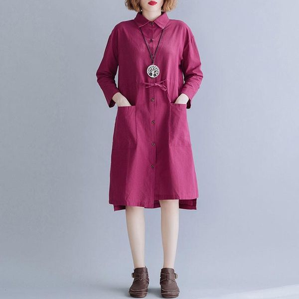 women cotton linen casual dress arrival 2021 autumn simple style turn-down collar ladies knee-length shirt dresses s1872, Black;gray
women cotton linen casual dress arrival 2021 autumn simple style turn-down collar ladies knee-length shirt dresses s1872, Black;gray