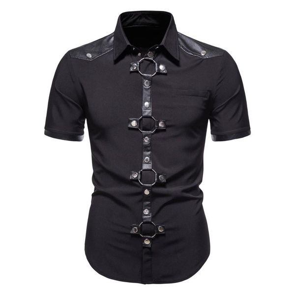 men's casual shirts mens leisure short sleeve soft lapel 2021 fashion blouse leather button-down design for homme pullover shirt, White;black
men's casual shirts mens leisure short sleeve soft lapel 2021 fashion blouse leather button-down design for homme pullover shirt, White;black