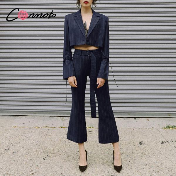 conmoto two pieces navy blue autumn winter pant suits high street fashion women stripe jumpsuit lace up bell bottom sets 2021 women's p, White
conmoto two pieces navy blue autumn winter pant suits high street fashion women stripe jumpsuit lace up bell bottom sets 2021 women's p, White