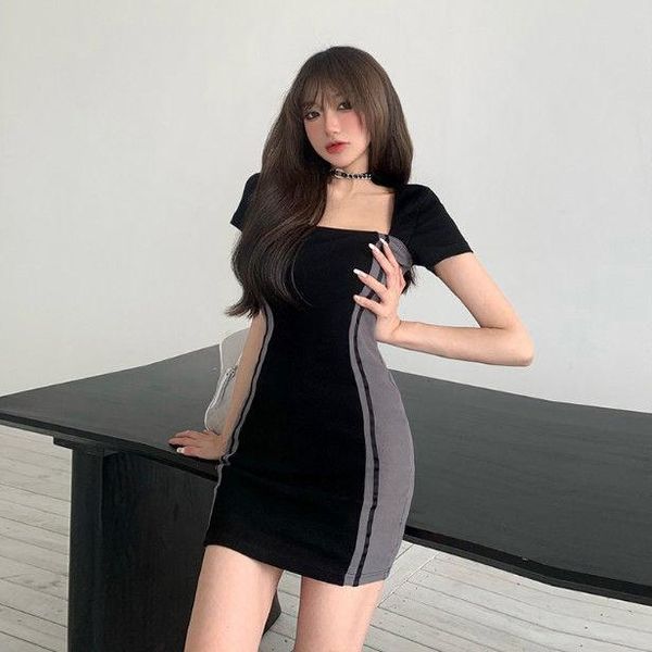 casual dresses women collar women's 2021 summer waist thin contrast vestido de mujer femme robe, Black;gray
casual dresses women collar women's 2021 summer waist thin contrast vestido de mujer femme robe, Black;gray