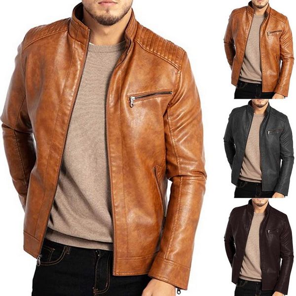 men's jackets men solid color jacket fit zipper casual pu coat pocket, Black;brown
men's jackets men solid color jacket fit zipper casual pu coat pocket, Black;brown