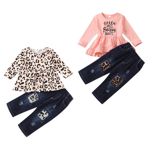 autumn 1-6y fashion kids girls clothes sets letter/leopard print long sleeve +denim pants 2pcs, White
autumn 1-6y fashion kids girls clothes sets letter/leopard print long sleeve +denim pants 2pcs, White