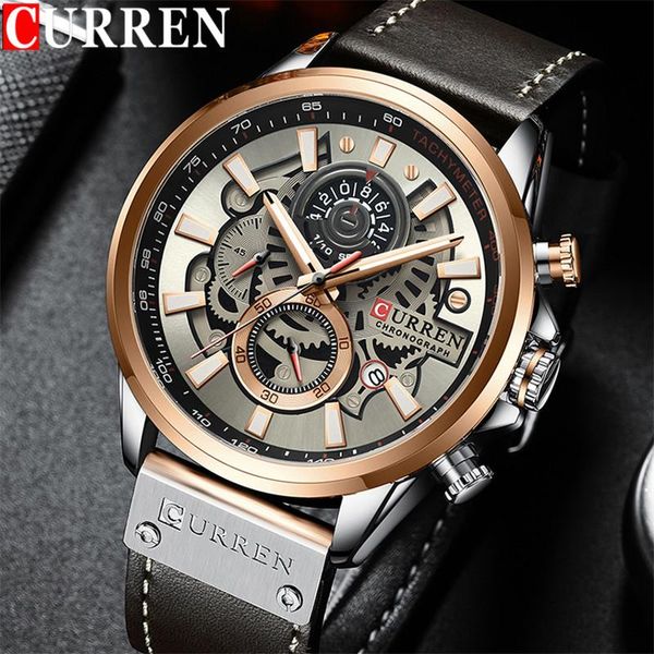 wristwatches curren man wristwatch chronograph sport men watch military rose gold genuine leather calendar male clock 8380, Slivery;brown
wristwatches curren man wristwatch chronograph sport men watch military rose gold genuine leather calendar male clock 8380, Slivery;brown