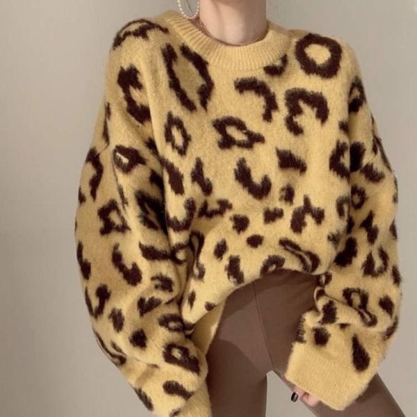 women's sweaters autumn winter leopard oversized sweater pullovers woman 2021 thick warm loose korean o-neck big size knit jumpers pull, White;black
women's sweaters autumn winter leopard oversized sweater pullovers woman 2021 thick warm loose korean o-neck big size knit jumpers pull, White;black