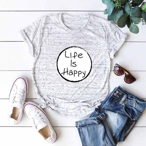 female t shirt graphic shirts life is happy woman tshirts summer short sleeve tee women's t-shirt, White
female t shirt graphic shirts life is happy woman tshirts summer short sleeve tee women's t-shirt, White