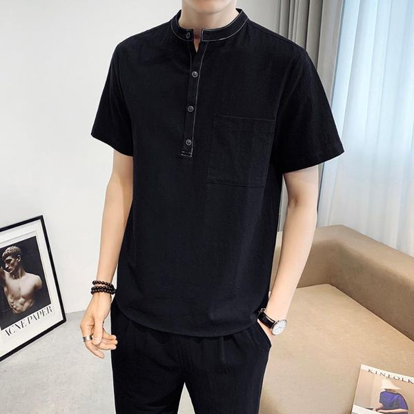 men's casual shirts summer solid color pullover men stand-up collar korean short sleeve shirt streetwear social nightclub clothes, White;black
men's casual shirts summer solid color pullover men stand-up collar korean short sleeve shirt streetwear social nightclub clothes, White;black