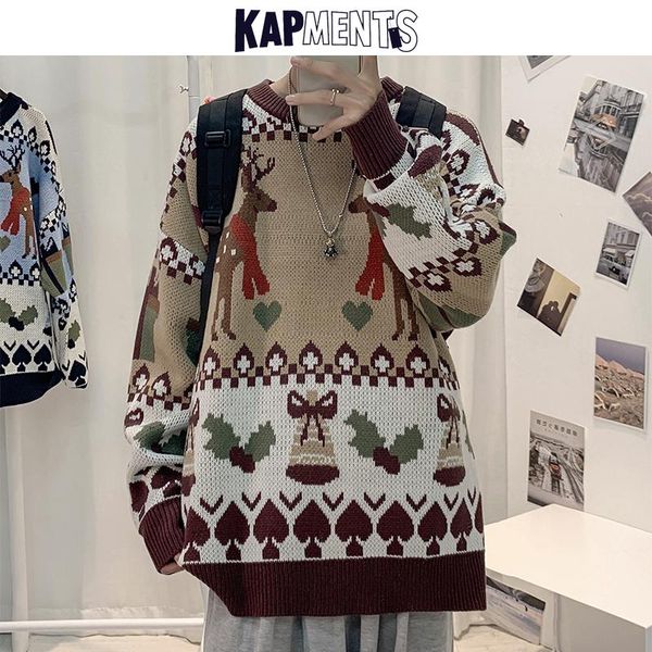men's sweaters kapments men harajuku patchwork christmas knitted sweater 2021 mens vintage kawaii winter male korean fashion pullovers, White;black
men's sweaters kapments men harajuku patchwork christmas knitted sweater 2021 mens vintage kawaii winter male korean fashion pullovers, White;black