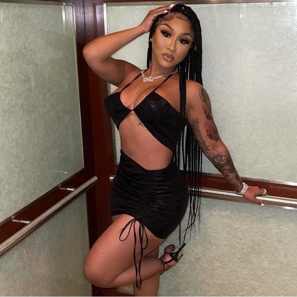 fashion women halter crop skinny short dress solid color party club streetwear 2 piece set breathable clothing summer 210604, White
fashion women halter crop skinny short dress solid color party club streetwear 2 piece set breathable clothing summer 210604, White