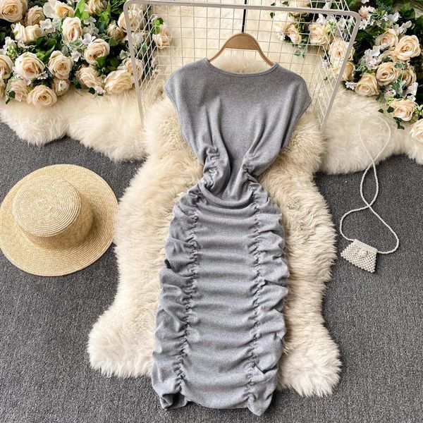 casual dresses luosha women summer sleeveless o neck pleated shirring tank mini dress female bodycon slim party vestidos, Black;gray
casual dresses luosha women summer sleeveless o neck pleated shirring tank mini dress female bodycon slim party vestidos, Black;gray