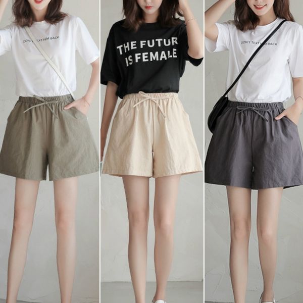 short pants summer cotton linen women shorts fashion female wide leg trousers casual loose plus size elastic wasit 210603, White;black
short pants summer cotton linen women shorts fashion female wide leg trousers casual loose plus size elastic wasit 210603, White;black