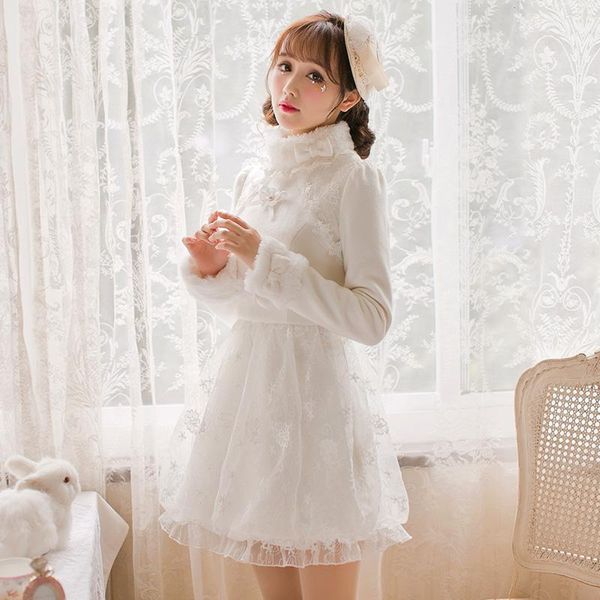 casual dresses princess sweet lolita white fur dress candy rain bow decoration a-line stand collar lace embroidery japanese design c16cd6190, Black;gray
casual dresses princess sweet lolita white fur dress candy rain bow decoration a-line stand collar lace embroidery japanese design c16cd6190, Black;gray