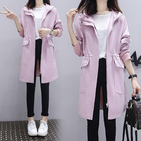 women's trench coats spring and autumn long paragraph loose large size waist self-cultivation windbreaker jacket embroidered hooded jac, Tan;black
women's trench coats spring and autumn long paragraph loose large size waist self-cultivation windbreaker jacket embroidered hooded jac, Tan;black