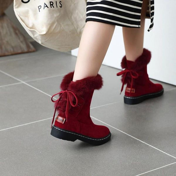 boots ochanmeb 2021 faux suede leather women winter snow warm fur back bow knot sweet woman shoes black red brown 43
boots ochanmeb 2021 faux suede leather women winter snow warm fur back bow knot sweet woman shoes black red brown 43