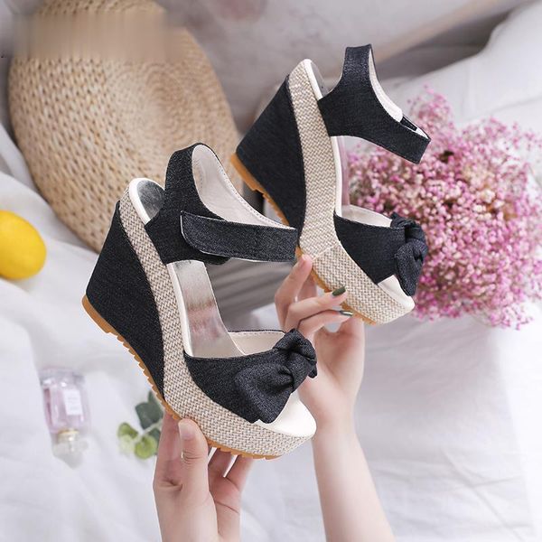sandals summer blue denim high heel platform wedges bowtie female women shoes fashion girl mujer zapatos size 35-40, Black
sandals summer blue denim high heel platform wedges bowtie female women shoes fashion girl mujer zapatos size 35-40, Black