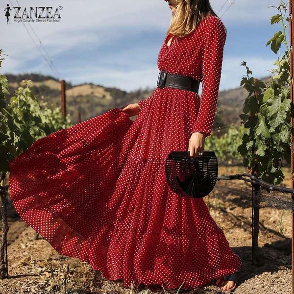 bohemian polka dot printed maxi dress women spring long sleeve sundress zanzea 2021 vintage ruffles holiday vestidos s-5xl casual dresses, Black;gray
bohemian polka dot printed maxi dress women spring long sleeve sundress zanzea 2021 vintage ruffles holiday vestidos s-5xl casual dresses, Black;gray