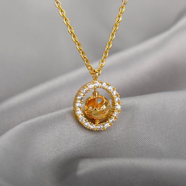 chains unique round white zircon rotatable globe necklaces for women men gold stainless steel chain charm pendant necklace jewelry 2021, Silver
chains unique round white zircon rotatable globe necklaces for women men gold stainless steel chain charm pendant necklace jewelry 2021, Silver