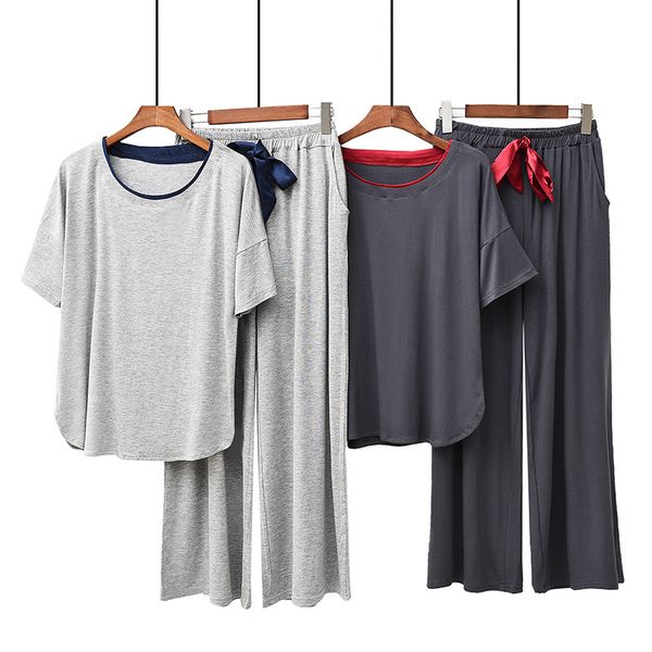 women's sleepwear 2 pieces set for women pajamas suit summer short sleeve homewear female light/deep gray modal soft home clothes, Black;red
women's sleepwear 2 pieces set for women pajamas suit summer short sleeve homewear female light/deep gray modal soft home clothes, Black;red