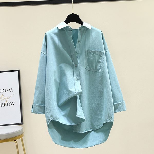 single pocket cotton and linen shirt for women spring new korean style blouse casual fashion polo collar solid color blusas, White
single pocket cotton and linen shirt for women spring new korean style blouse casual fashion polo collar solid color blusas, White