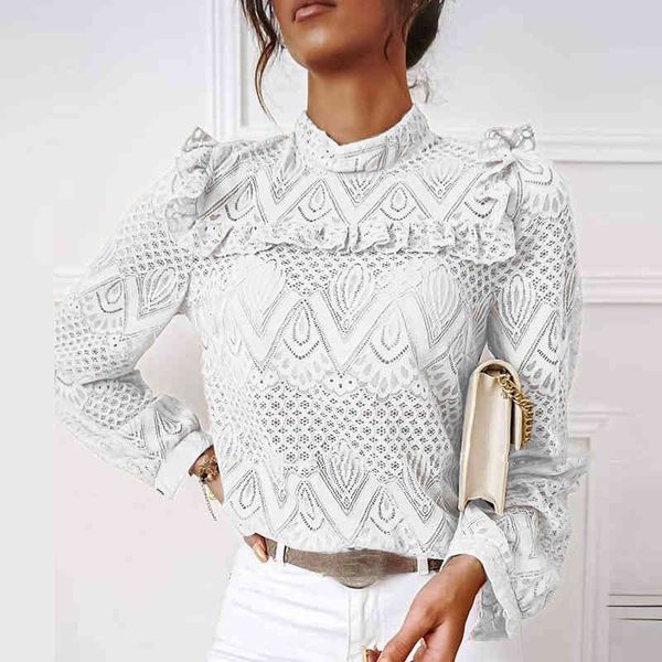knits elegant lace ruffles women long sleeve blouses shirts hollow out autumn office lady fashion o-neck pullover blusa a5q3 f9wm, White
knits elegant lace ruffles women long sleeve blouses shirts hollow out autumn office lady fashion o-neck pullover blusa a5q3 f9wm, White