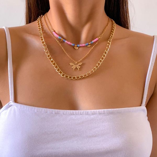 pendant necklaces 2021 fashion layered chain with butterfly necklace for women boho colorful beads choker jewelry neck, Silver
pendant necklaces 2021 fashion layered chain with butterfly necklace for women boho colorful beads choker jewelry neck, Silver