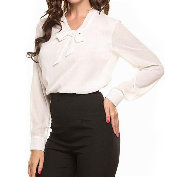 women's blouses & shirts elegant bow tie neck chiffon shirt solid color long sleeve loose office blouse casual korean bf style chic, White
women's blouses & shirts elegant bow tie neck chiffon shirt solid color long sleeve loose office blouse casual korean bf style chic, White