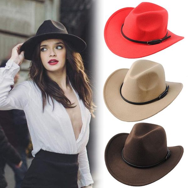 wide brim hats women lady retro floppy panama hat leather belt buckle wool fedora western cowboy woolen couple cap, Blue;gray
wide brim hats women lady retro floppy panama hat leather belt buckle wool fedora western cowboy woolen couple cap, Blue;gray