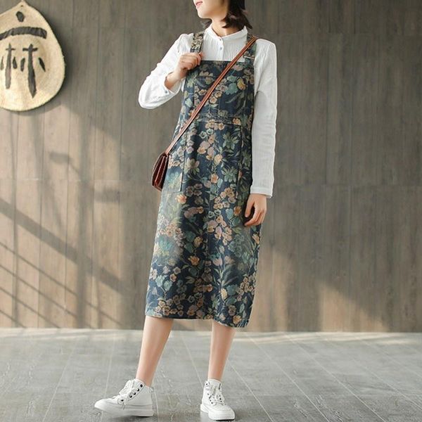 casual dresses spring summer floral printing sleeveless suspender denim medium length loose fit fashion casula female vintage, Black;gray
casual dresses spring summer floral printing sleeveless suspender denim medium length loose fit fashion casula female vintage, Black;gray
