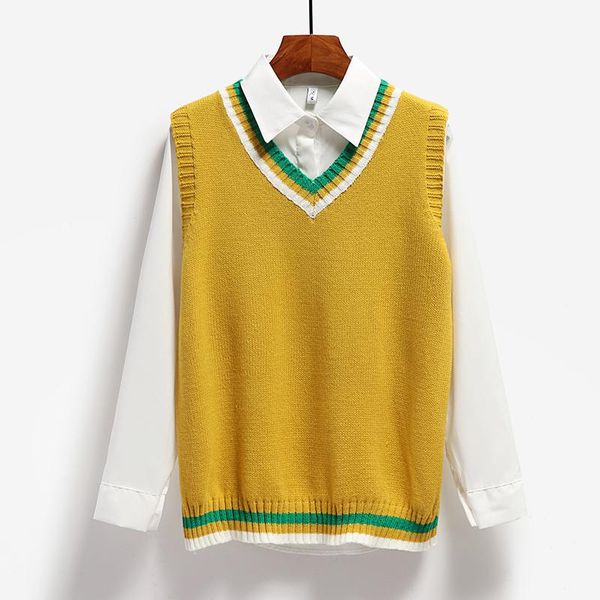 women's vests 2021 spring autumn sweater vest women yellow knitted female casual tank sleeveless pull sans manches femme, Black;white
women's vests 2021 spring autumn sweater vest women yellow knitted female casual tank sleeveless pull sans manches femme, Black;white