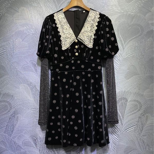 casual dresses seifrmann fashion women summer designer short dress lace embroidery high waist floral print ladies velvet aline vestidos, Black;gray
casual dresses seifrmann fashion women summer designer short dress lace embroidery high waist floral print ladies velvet aline vestidos, Black;gray