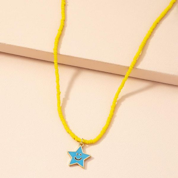 pendant necklaces 2021 fashon yellow beaded blue color metal star necklace for women girls simple handmade jewelry accessories, Silver
pendant necklaces 2021 fashon yellow beaded blue color metal star necklace for women girls simple handmade jewelry accessories, Silver
