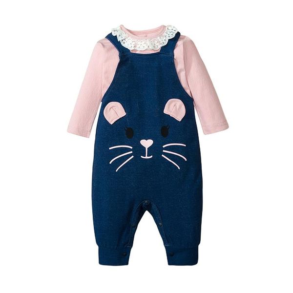 girls' suit cotton-trimmed long-sleeved blouse + overalls and trousers pink 0-18months clothing sets, White
girls' suit cotton-trimmed long-sleeved blouse + overalls and trousers pink 0-18months clothing sets, White