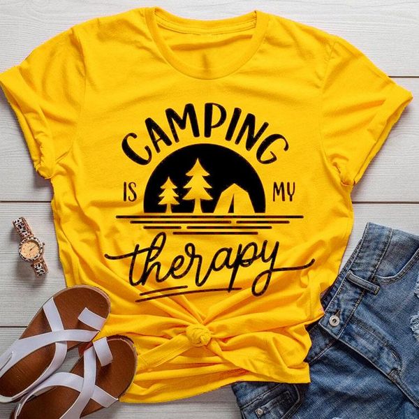 women's t-shirt camping is my therapy funny letter casual quote art graphic tee stylish hipster yellow clothing goth shirts, White
women's t-shirt camping is my therapy funny letter casual quote art graphic tee stylish hipster yellow clothing goth shirts, White
