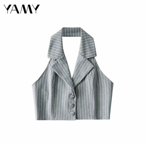 summer latest french retro striped lapel short vest female sleeveless backless slim short single breasted suit vest 210910, Black;white
summer latest french retro striped lapel short vest female sleeveless backless slim short single breasted suit vest 210910, Black;white