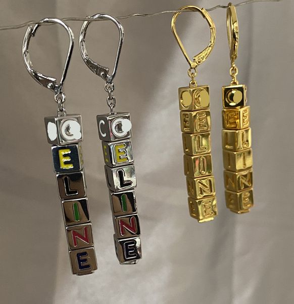letter three-dimensional square earrings cool style version pendant earrings, Golden
letter three-dimensional square earrings cool style version pendant earrings, Golden