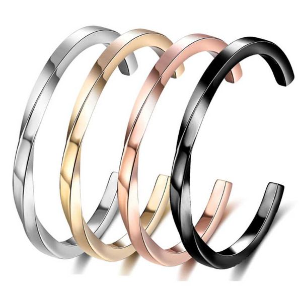 link, chain 316l stainless steel 4mmc open twisted and bent titanium bracelet personality girlfriend, Black 
link, chain 316l stainless steel 4mmc open twisted and bent titanium bracelet personality girlfriend, Black