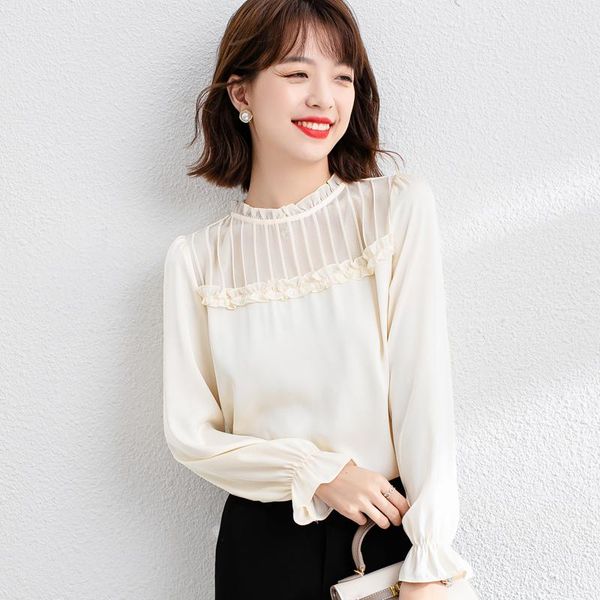 women's blouses & shirts chiffon blouse solid girl's shirt summer loose lace long sleeve plus size casual office lady blusas houth, White
women's blouses & shirts chiffon blouse solid girl's shirt summer loose lace long sleeve plus size casual office lady blusas houth, White