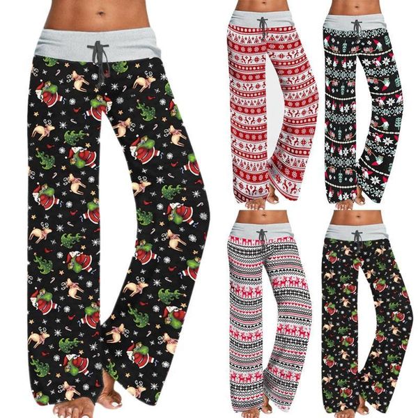 women's pants & capris xmas printing straight fashion bandage splicing women loose waistline elastic trousers wide leg christmas patter, Black;white
women's pants & capris xmas printing straight fashion bandage splicing women loose waistline elastic trousers wide leg christmas patter, Black;white