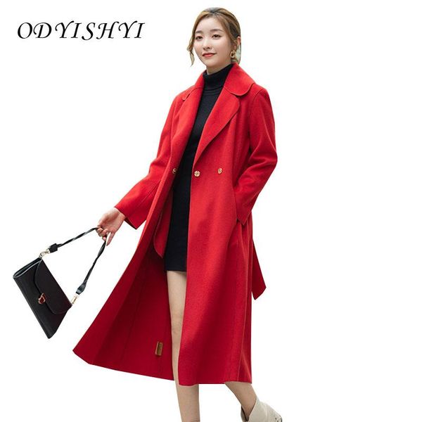 women's wool & blends high-end double-sided cashmere coat women 2021 autumn woolen jacket temperament korean slim long overcoat female, Black
women's wool & blends high-end double-sided cashmere coat women 2021 autumn woolen jacket temperament korean slim long overcoat female, Black