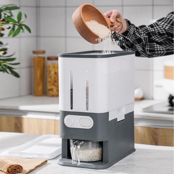 storage bottles & jars 10kg sealed rice bucket automatic large capacity moisture proof grain dispenser transparent dial kitchen accessories 
storage bottles & jars 10kg sealed rice bucket automatic large capacity moisture proof grain dispenser transparent dial kitchen accessories