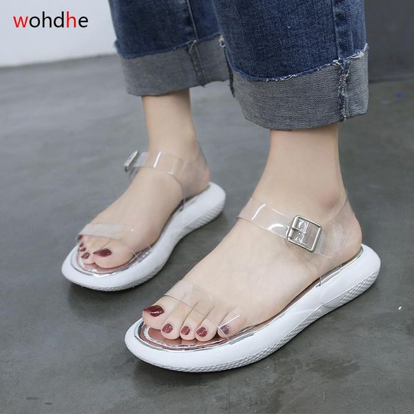 slippers wohdhe casual women sandals transparent pvc buckle narrow band open toe summer shoes non-slip platform mujer, Black
slippers wohdhe casual women sandals transparent pvc buckle narrow band open toe summer shoes non-slip platform mujer, Black