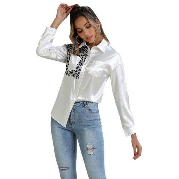 women stitching color shirt leopard print long sleeve fashion wild blouse turndown collar button ladies spring shirts women's blouses, White
women stitching color shirt leopard print long sleeve fashion wild blouse turndown collar button ladies spring shirts women's blouses, White