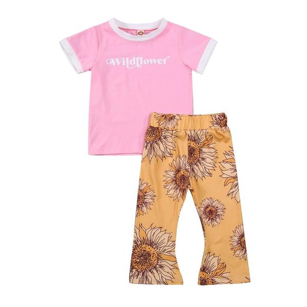 children girls two piece sets letter print o neck short sleeve sun flower flare pants summer baby toddler outfits 1-6t clothing, White
children girls two piece sets letter print o neck short sleeve sun flower flare pants summer baby toddler outfits 1-6t clothing, White