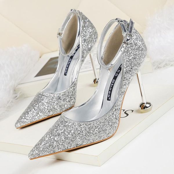 6566-3 special shoes high heels night club sequin sandals thin heel professional women's, Black
6566-3 special shoes high heels night club sequin sandals thin heel professional women's, Black