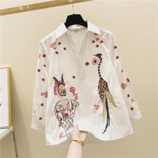 embroidered v-neck shirt women's 2021 spring long-sleeve doll blouse blouses & shirts, White
embroidered v-neck shirt women's 2021 spring long-sleeve doll blouse blouses & shirts, White