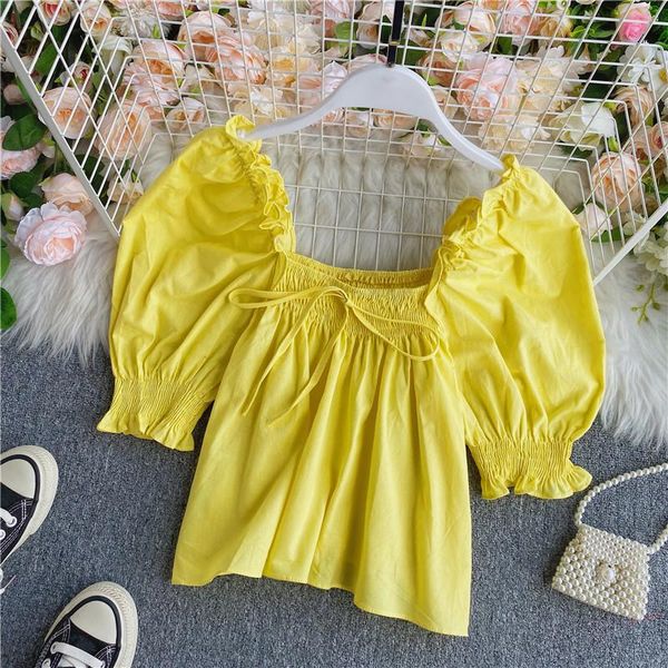 women's blouses & shirts 2021 summer women fashion short sleeve square collar ruffles bandage folds solid blouse casual pullovers, White
women's blouses & shirts 2021 summer women fashion short sleeve square collar ruffles bandage folds solid blouse casual pullovers, White