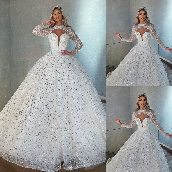 mermaid bridal gowns high-neck long-sleeves custom made sequined race floor-length wedding dresses court train satin ruched tulle beach vest, White
mermaid bridal gowns high-neck long-sleeves custom made sequined race floor-length wedding dresses court train satin ruched tulle beach vest, White