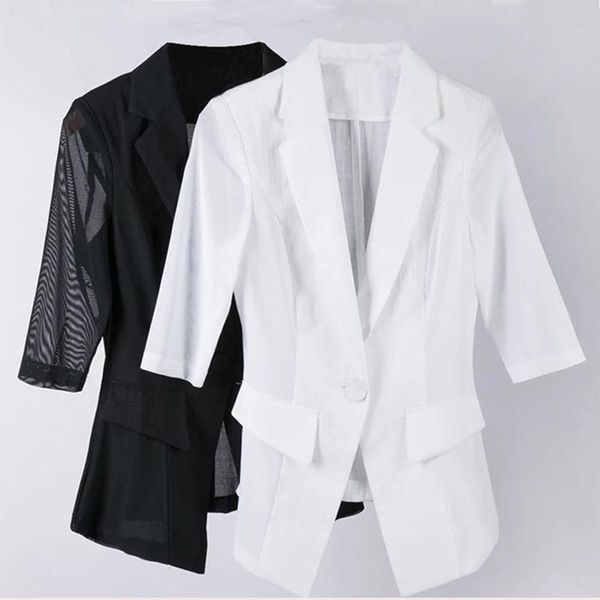 women's suits & blazers orwindny women slim blazer summer five-point sleeve mesh yarn cotton ol professional small suit jacket, White;black
women's suits & blazers orwindny women slim blazer summer five-point sleeve mesh yarn cotton ol professional small suit jacket, White;black