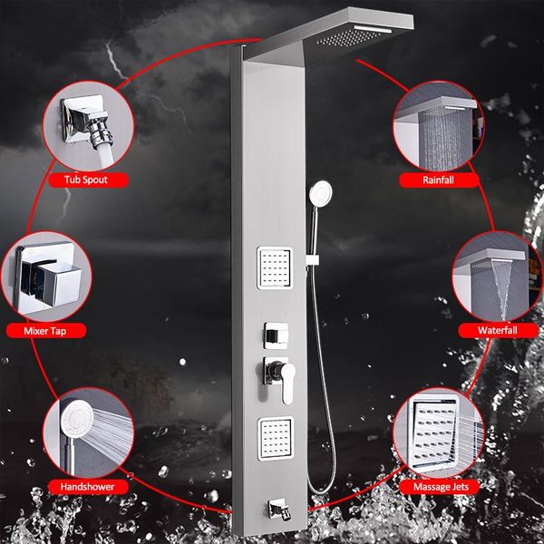 vidric ru shipment bath shower panel column waterfall rain head 5-way mixer tap massage jets bathroom fauce sets
vidric ru shipment bath shower panel column waterfall rain head 5-way mixer tap massage jets bathroom fauce sets